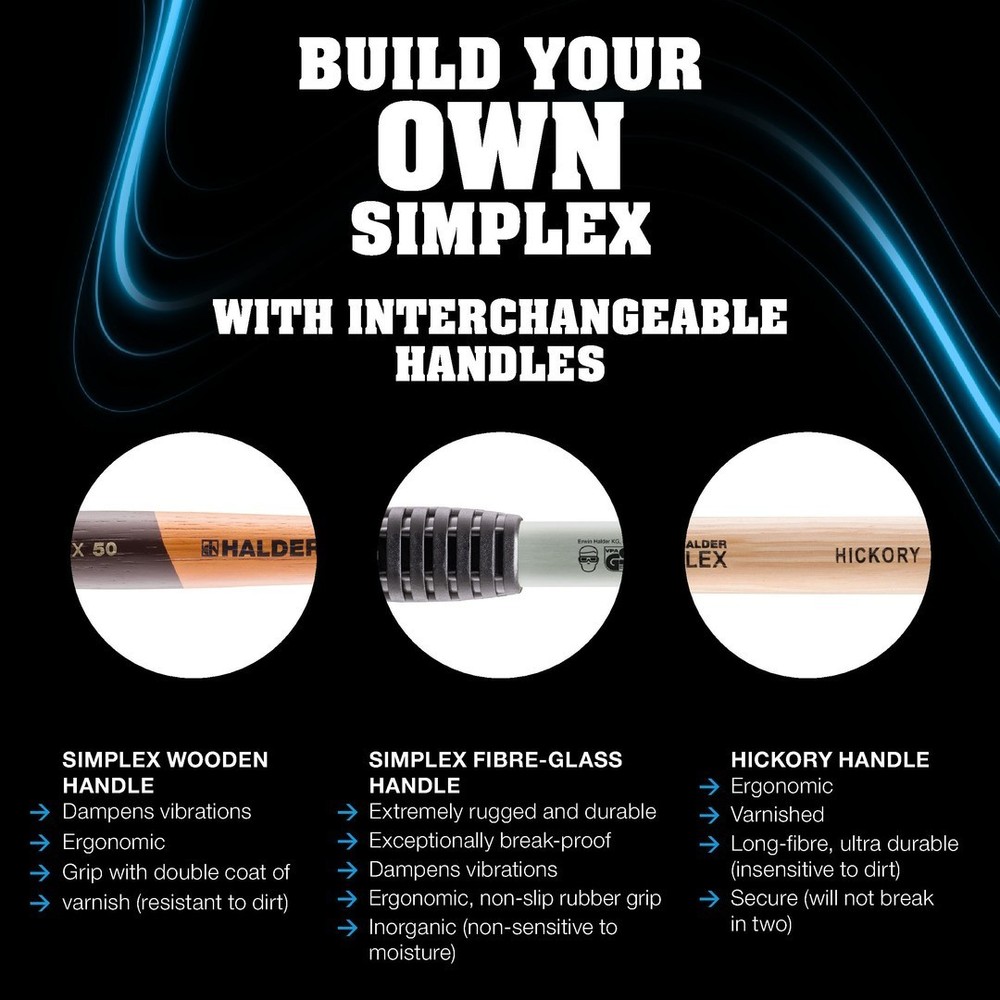 Halder 3027.030, Simplex Mallet with Black Rubber & Superplastic Inserts