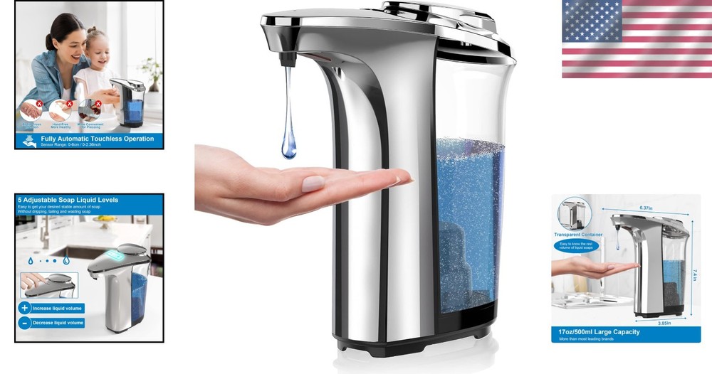 Automatic silver soap dispenser 17oz