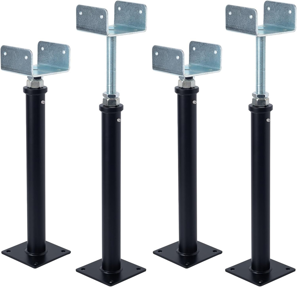 U-Shaped Floor Jack 4-Pack - Adjustable Steel Beam Support with U-Head Telepost