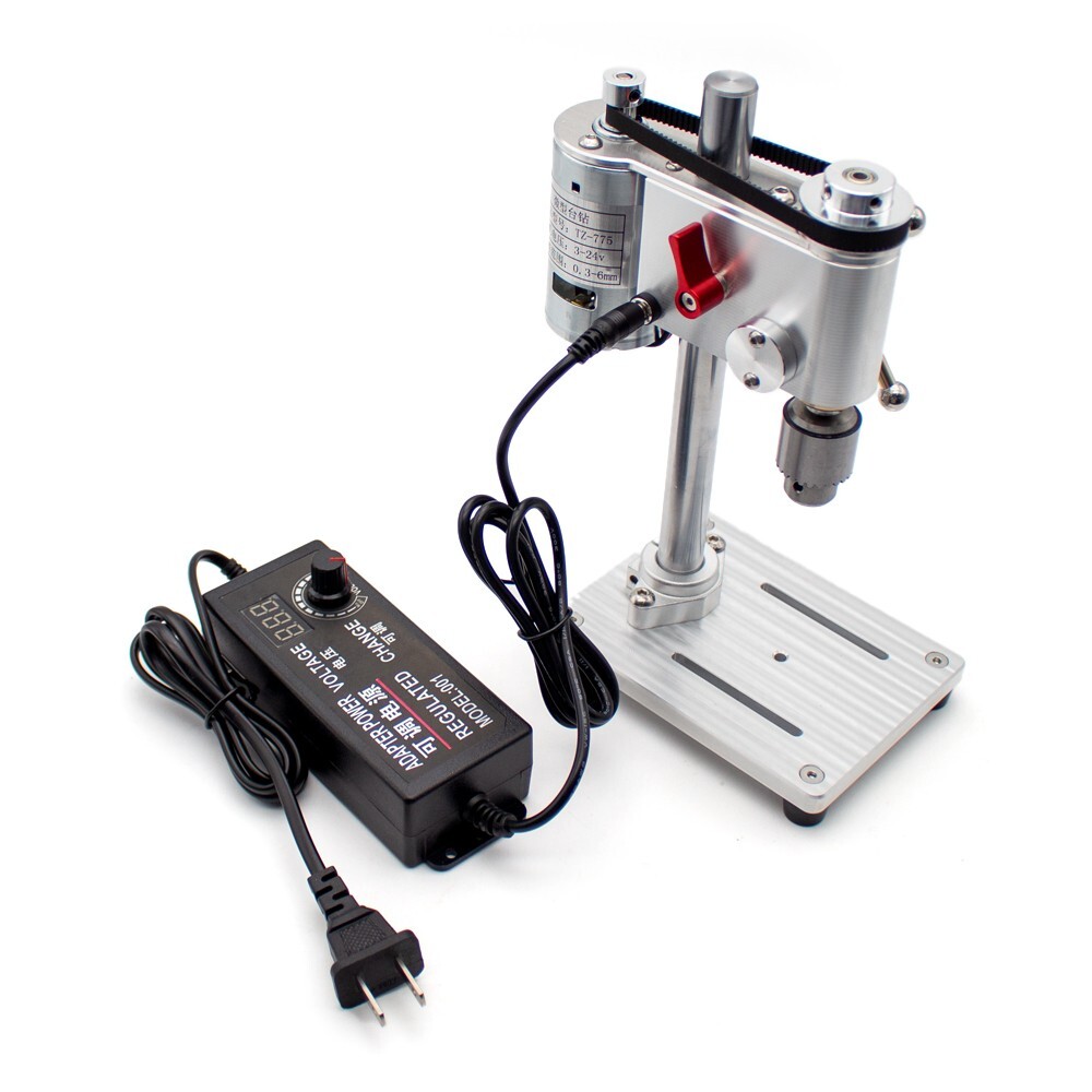 Micro Bench Drill Drilling Machine 0.3-6MM Watch Repair Tools with Power Adapter