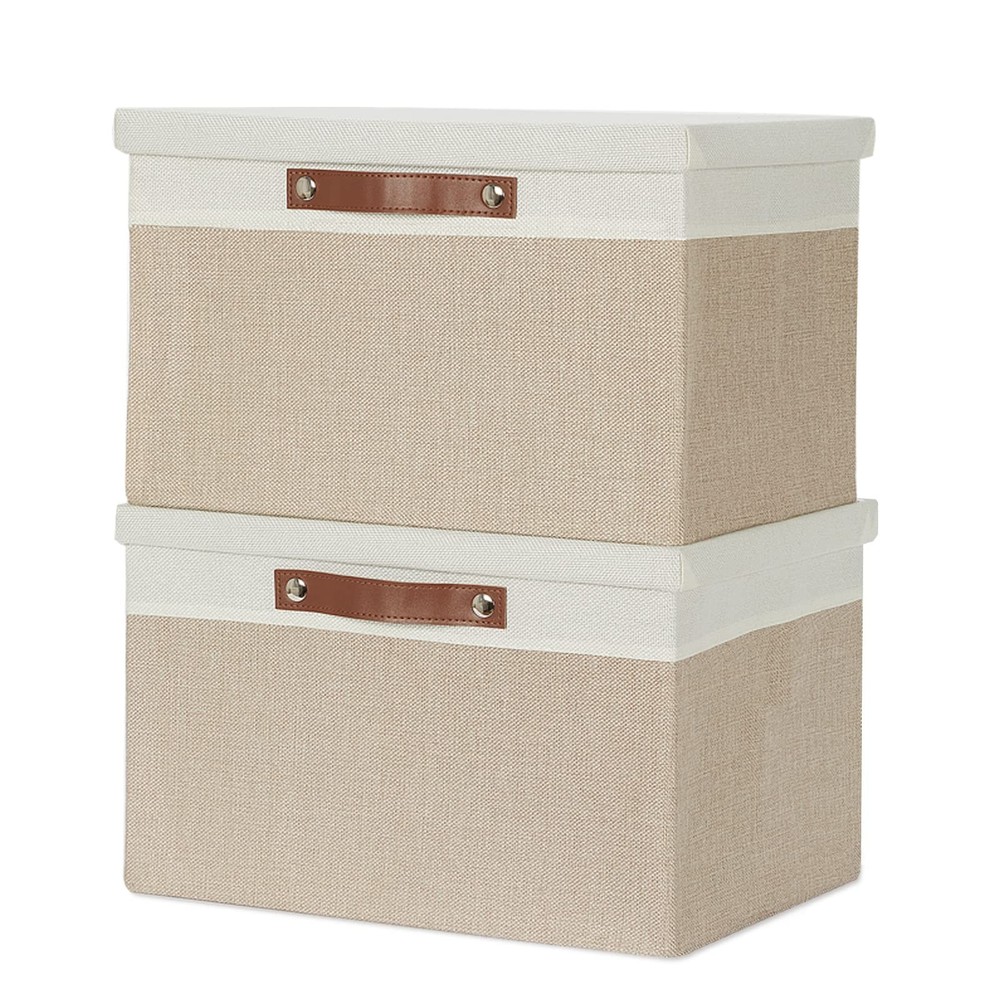 Foldable Storage Bins with Lids, [2-Pack] Large Storage Baskets with Lid, Fabric
