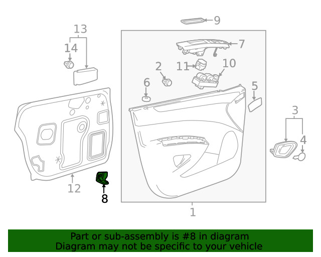 Genuine GM Driver Side Front Door Pull Handle Bracket 95919021
