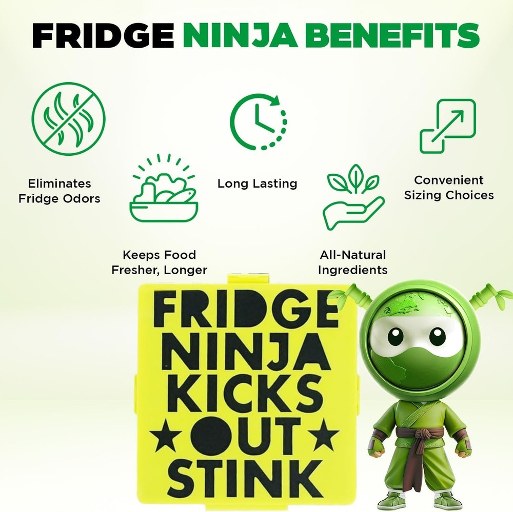 Fridge Ninja Compact Fridge Deodorizer (2 Pack) - More Effective Than Baking