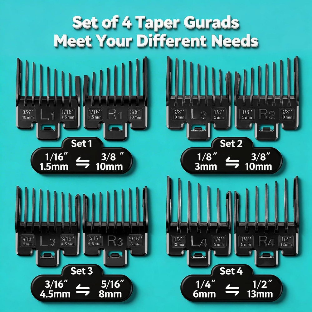 Fade Guide Set Compatible with Most Wahl Clippers, Taper Guards Replacement 4...