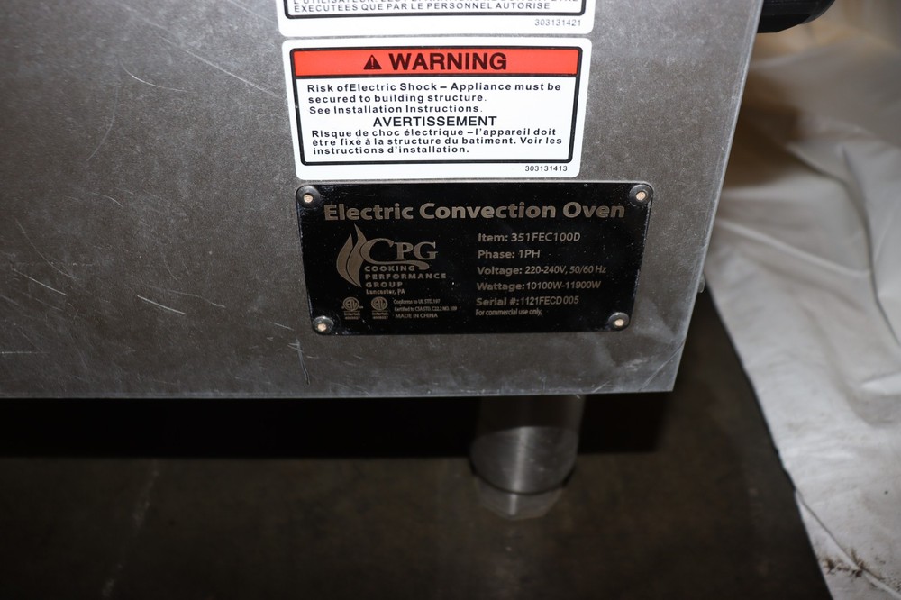 CPG 351FEC100E, Electric Full Size Single Stack Convection Oven, 1PH, 208/230V