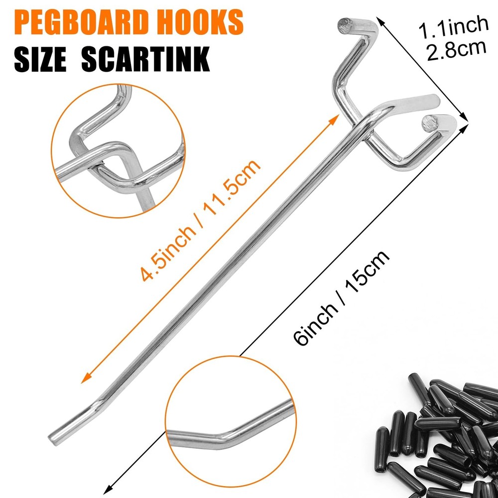 Pegboard Hooks Pegboard Accessories,6 inch,Pegboard Organizer Kit for Garage ...