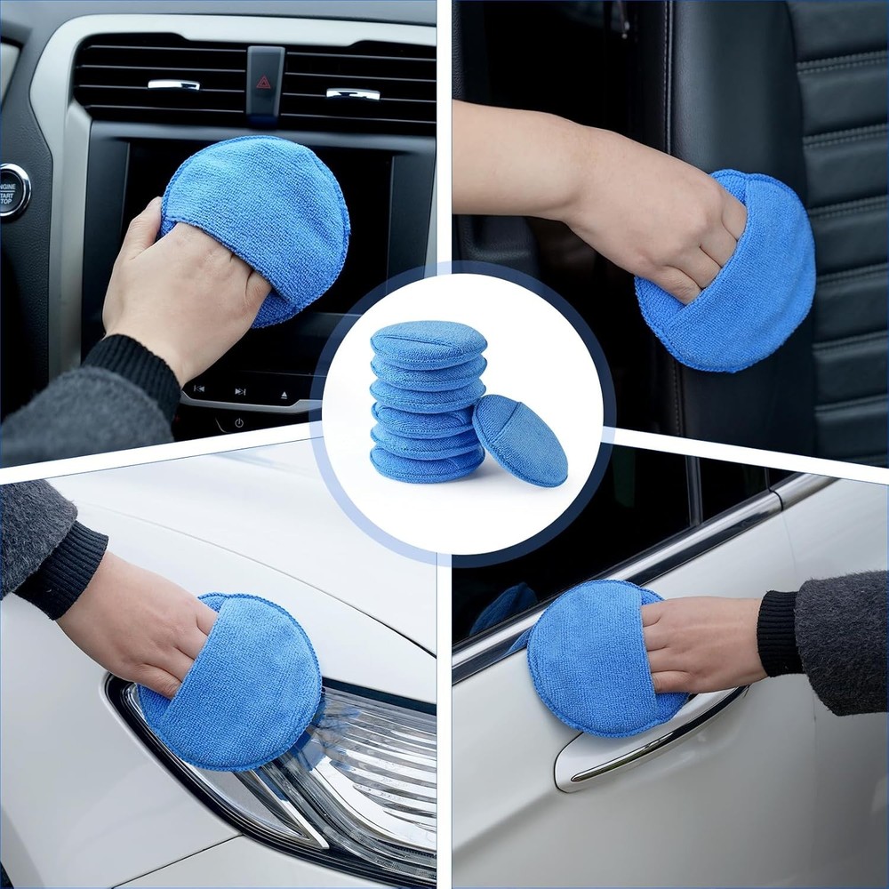 Wax Applicator Pad (8 Pack), 5 Inch Microfiber Applicator Pad with Finger Pocket