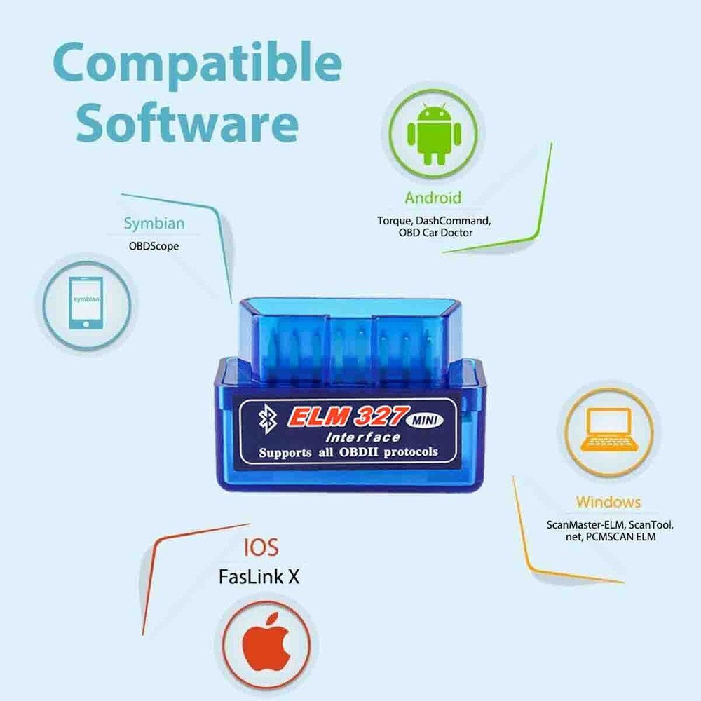 For iPhone OBD2 Car Bluetooth Scanner Code Reader OBDII ELM 327 Read Tool