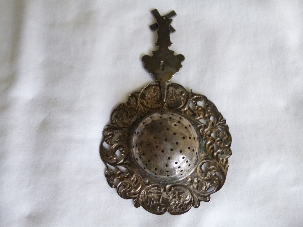 Vintage Dutch Silver Tea Strainer Spoon Windmill