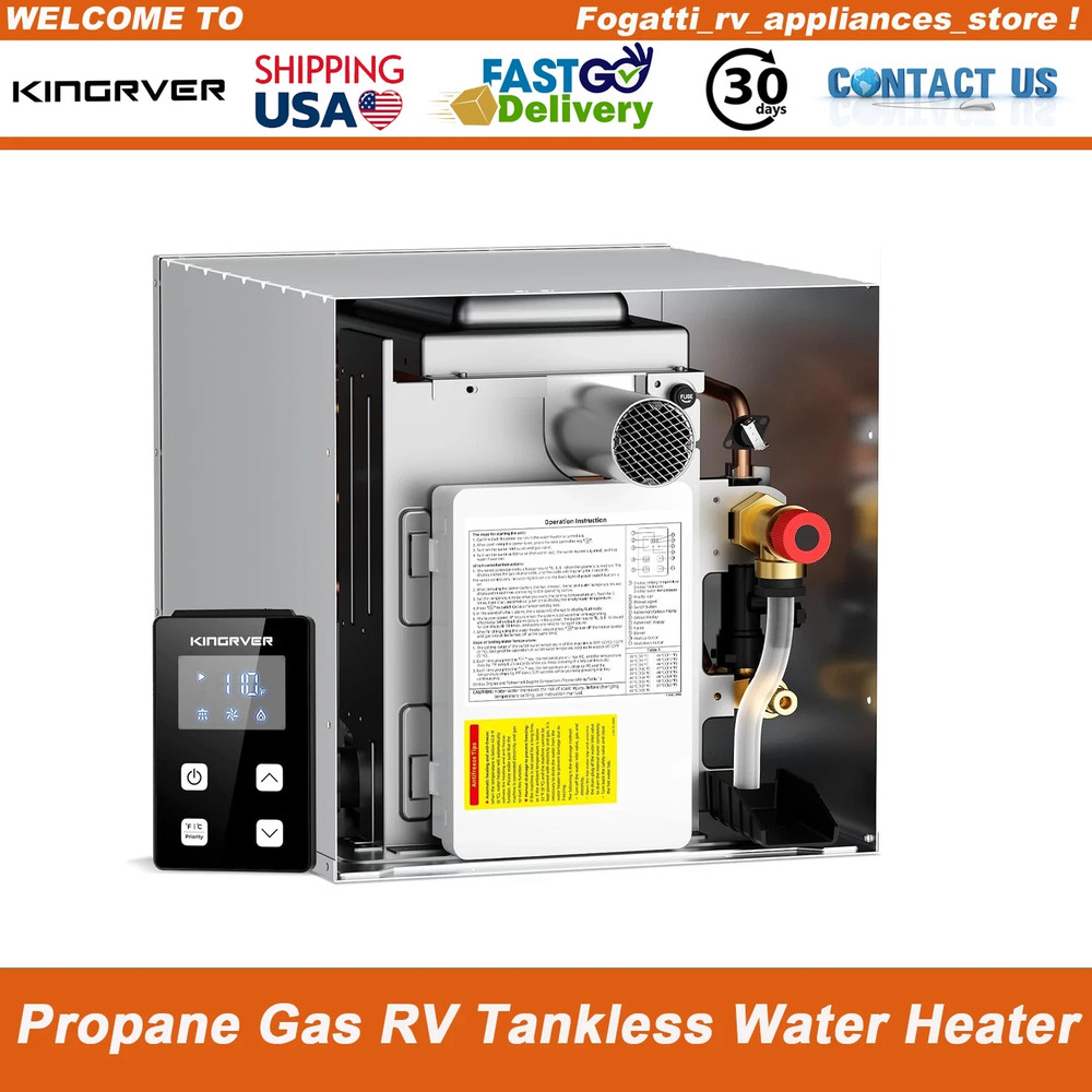 KINGRVER 65,000BTU RV Tankless Hot Water Heater DC 12V Compatible with All RVs