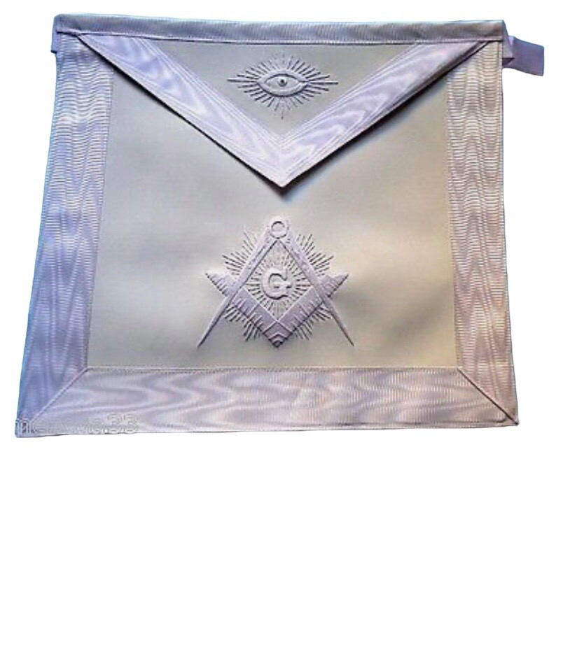 The Lux  Elegant White Master Mason   Apron White Threads
