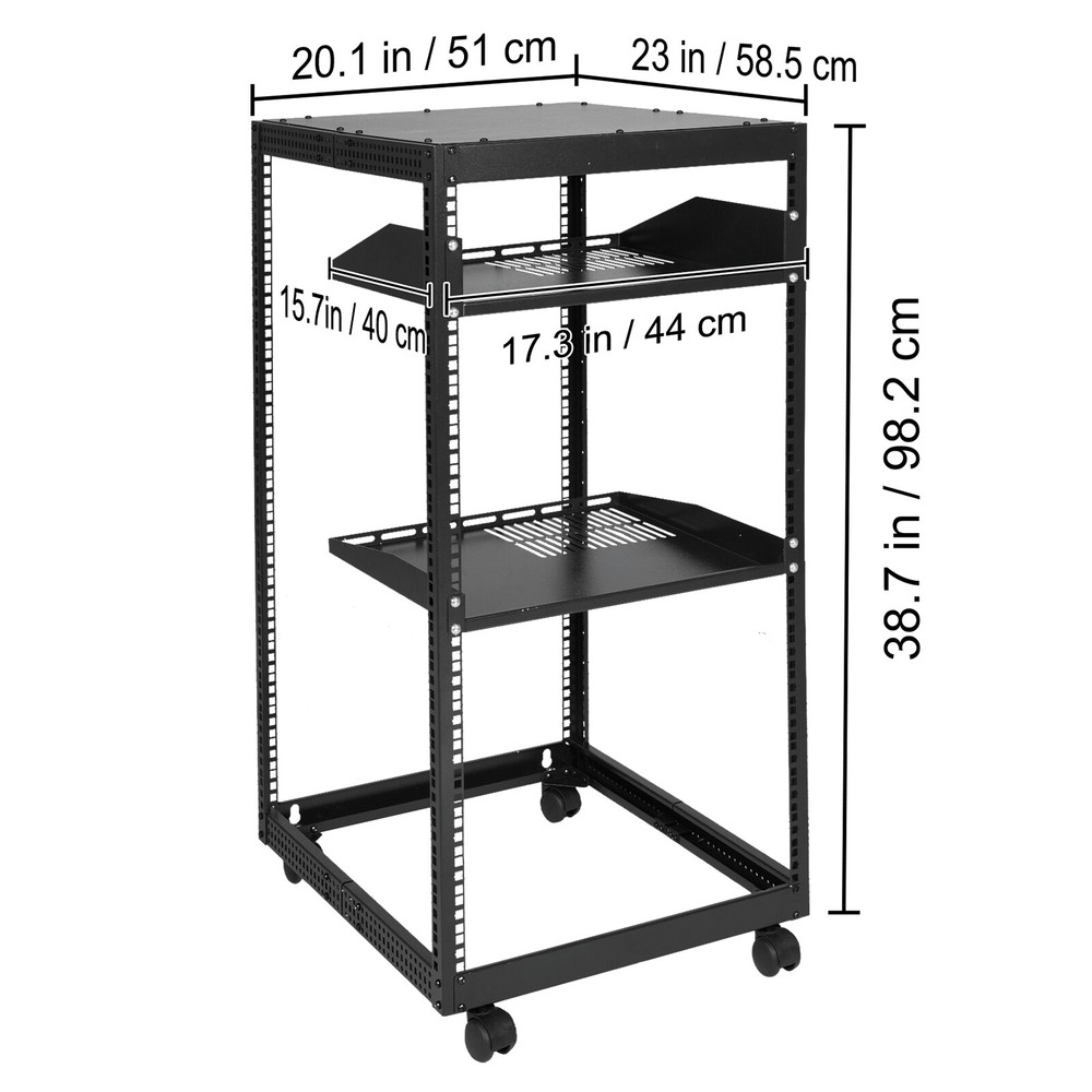 VEVOR 20U 4 Post Open Frame Server Rack Network Enclosure 23''-40'' Adjustable