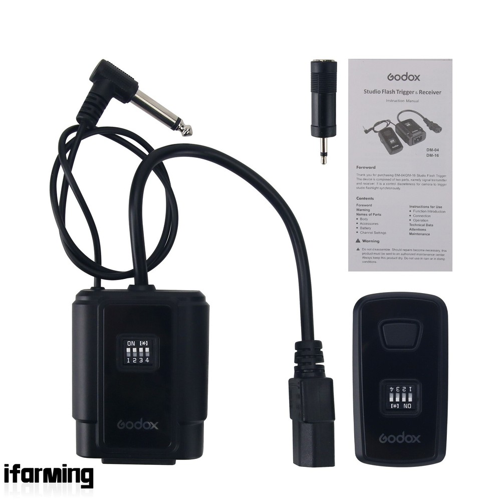 Godox DM-16 Studio Flash Trigger 16-CH Transmitter Receiver Set For DE300 DE400