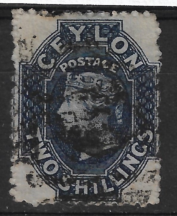 2110 CEYLON 1861. 2 Sh. blue used