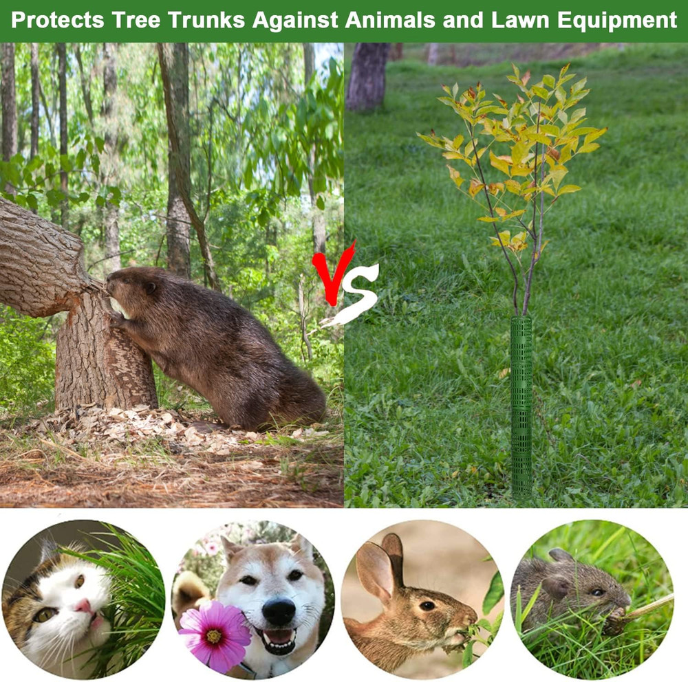 4 Pack Tree Trunk Protectors 15" X 10" Expandable Weather-Proof Mesh Tree Bark P
