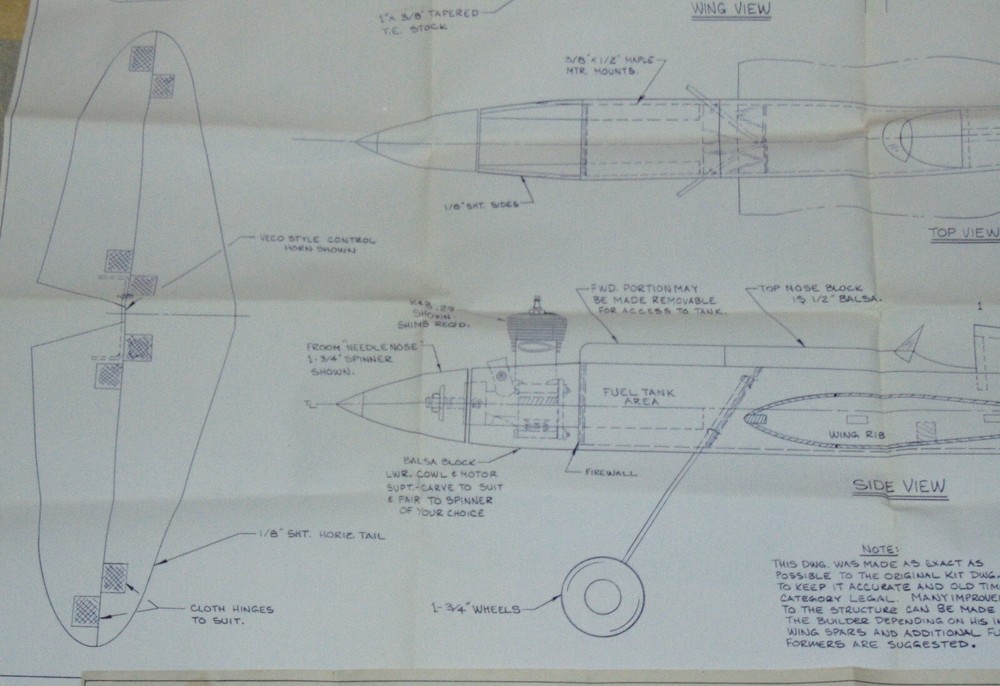 F&B Vampire OT Stunt Model Airplane Plans, Redrawn by Bill Schmidt