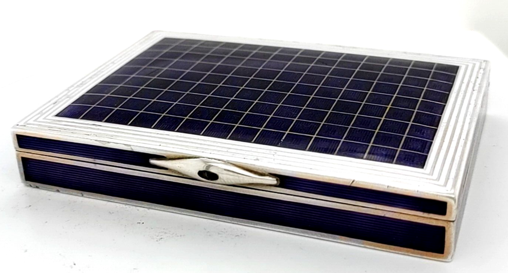 Purple Chequered Silver Cigarette Case