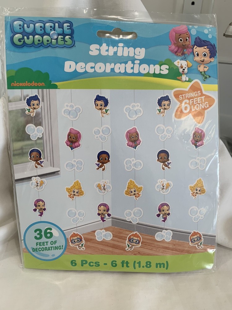 3 Bubble Guppies 6’ String Hanging Party Decorations Nickelodeon 18 PCS 108’ NEW