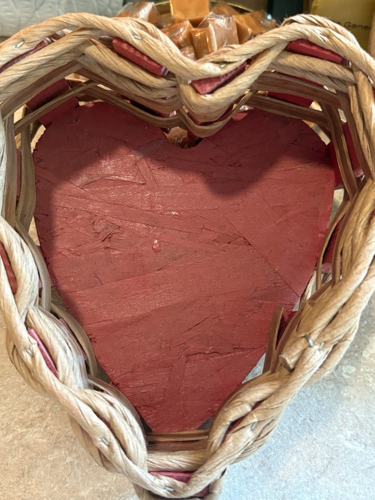 Vintage handmade heart shaped basket set