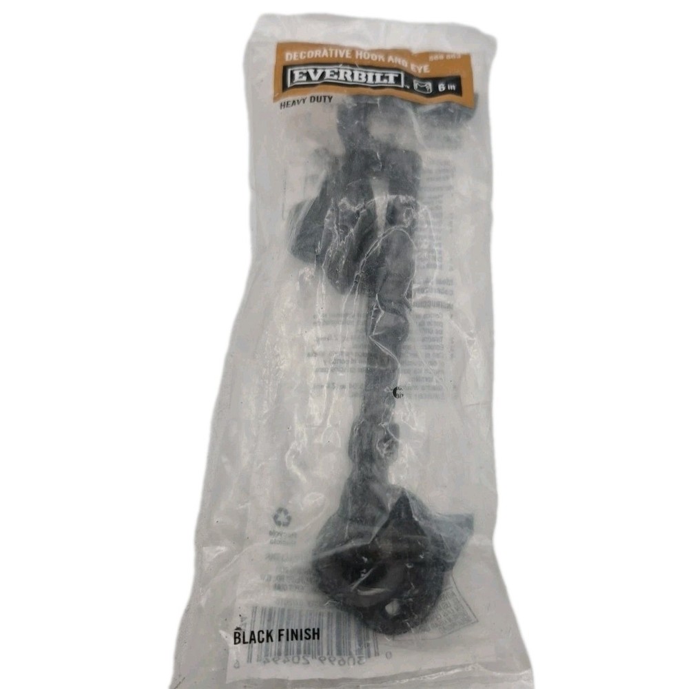 Everbilt 6 in. Black Decorative Hook and Eye