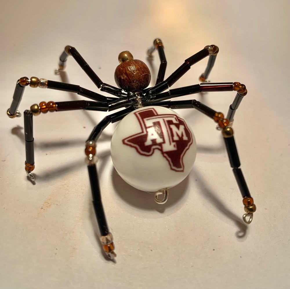 Handmade Beaded Wire Texas A&M Spider