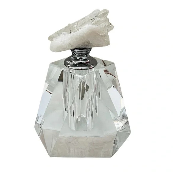 Crystal Perfume Bottle with Stone Top