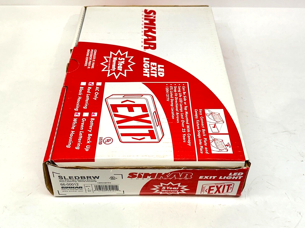 Simkar SLEDBRW Self-Powered LED Emergency Exit Light 4W 120/277V