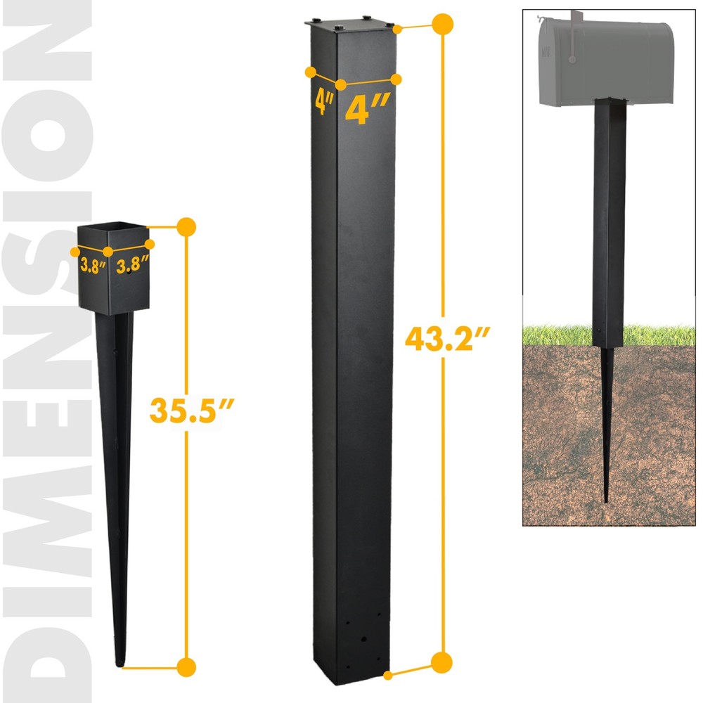 Heavy Duty Mailbox Post, 43" In-Ground Mounting Post for Use with Style 1