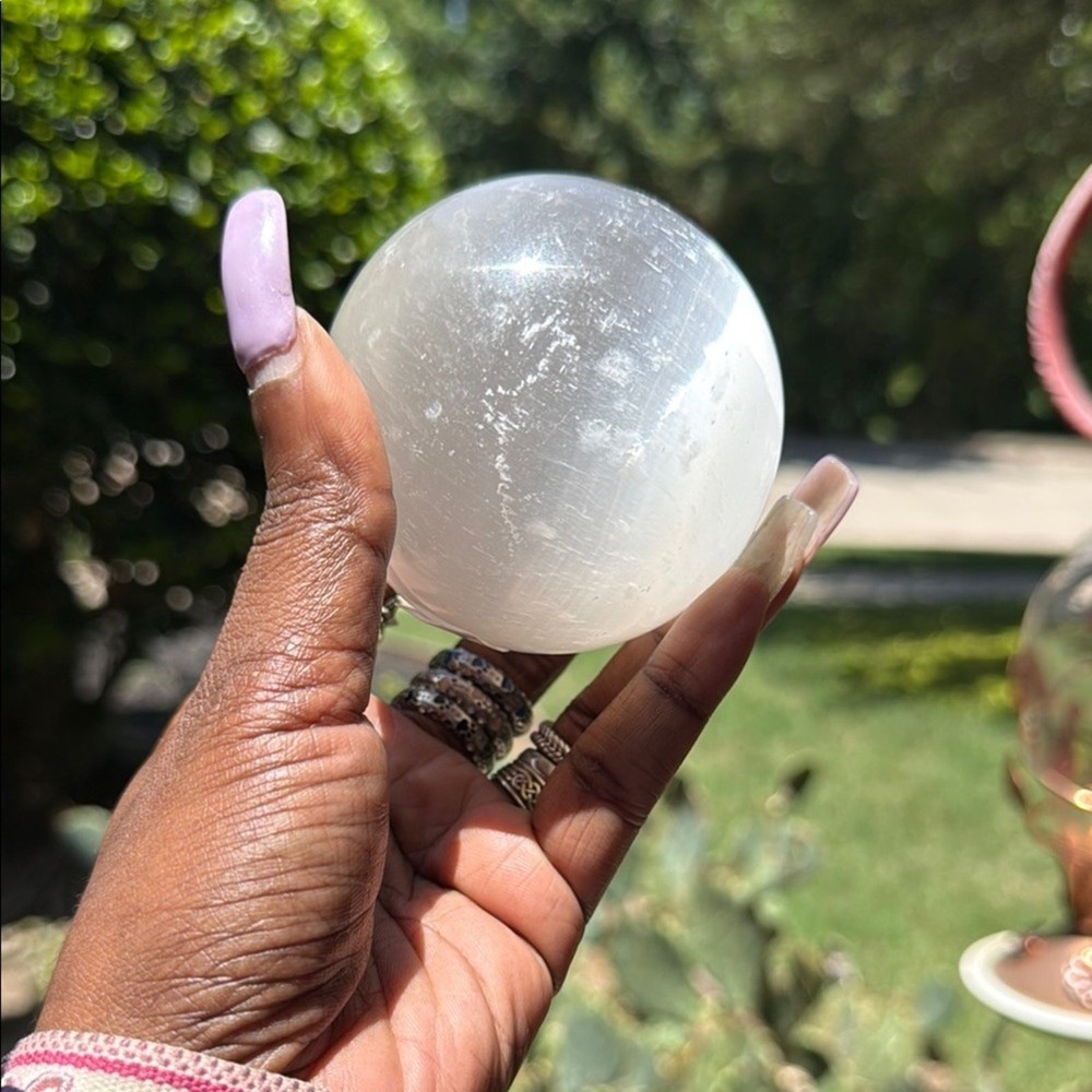 White Satin Spar (Selenite) Crystal Sphere