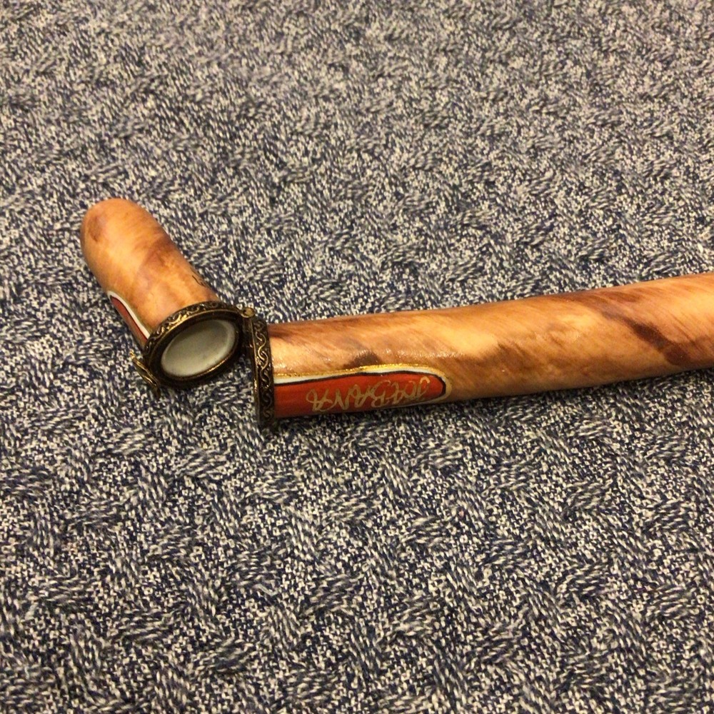 Limoges Cigar-Shaped, with Metal Band, Hinged