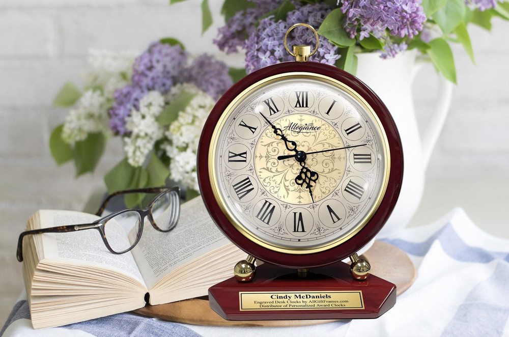 Engrave Desk Clock Anniversary Mantel Wedding Personalize Personalized Gift