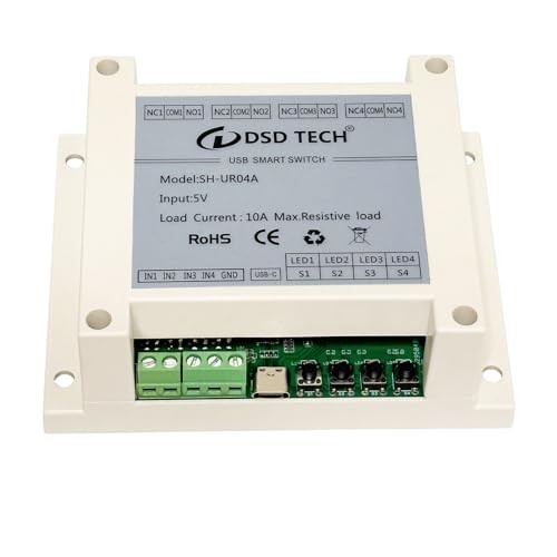 SH-UR04A 4-Channel USB Powered Relay Module for PC & Mac() 4CH