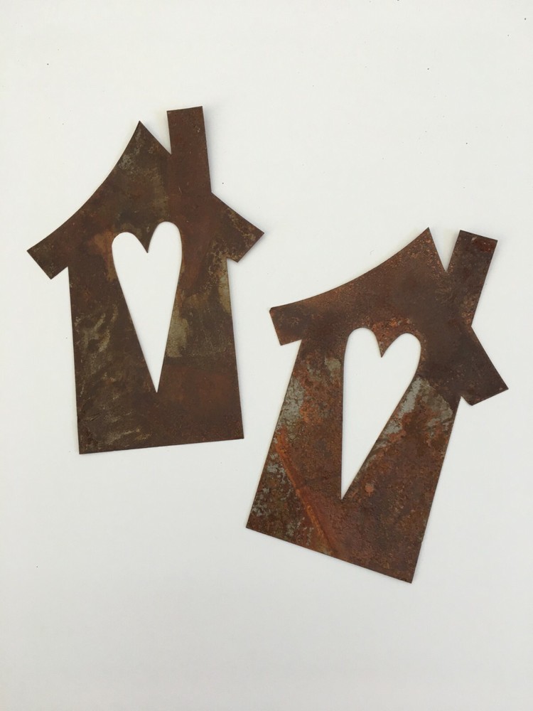 Rusty Tin House with Heart Cutout