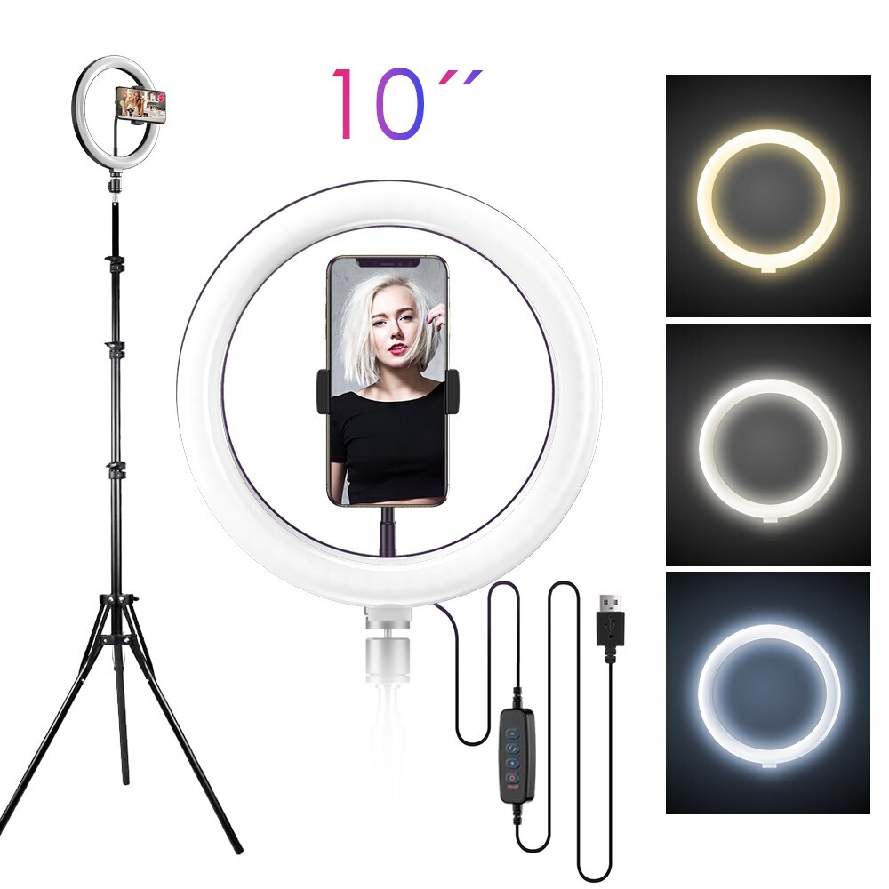 10" LED Ring Light & 2.1M Tripod Stand for DSLR Cameras