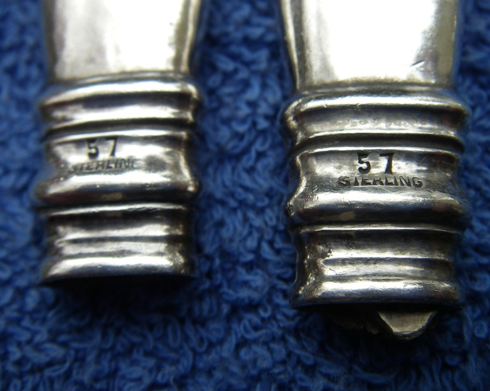 Pair GEORG JENSEN Denmark Sterling #57 Pattern SERVER HANDLES-Early GI Mark