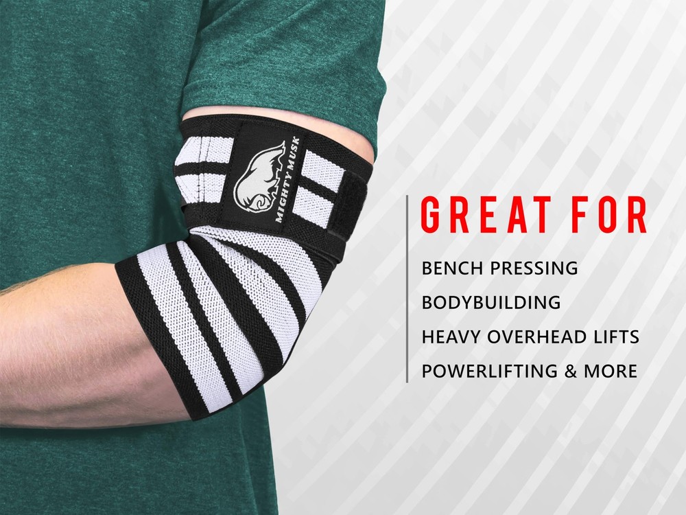Flexible 40-inch Elbow Compression Strap and Joint Support White Striples