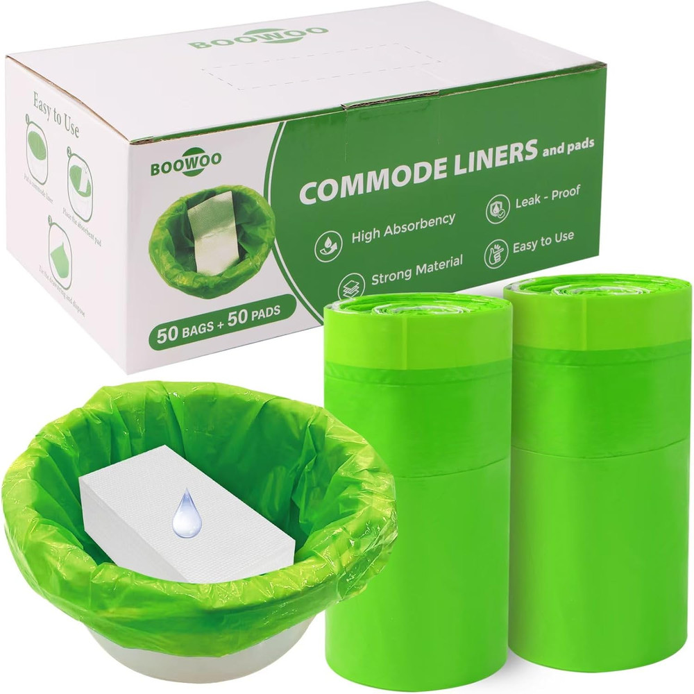 Bedside Commode Liners with Absorbent Pads, Disposable Commode Bags/Pads, Scente