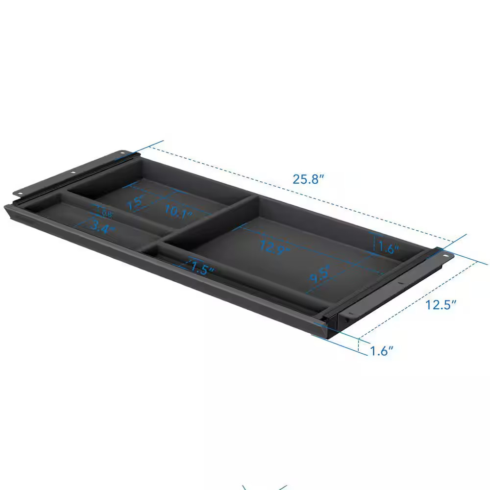 Black under Desk Drawer with 4 Compartments