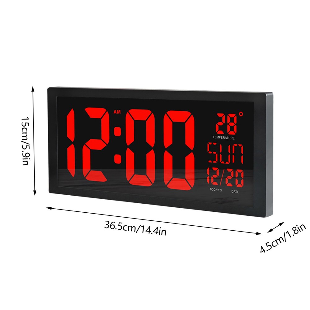 Digital Wall Clock Large Display with Time Date Temperature LED Digital