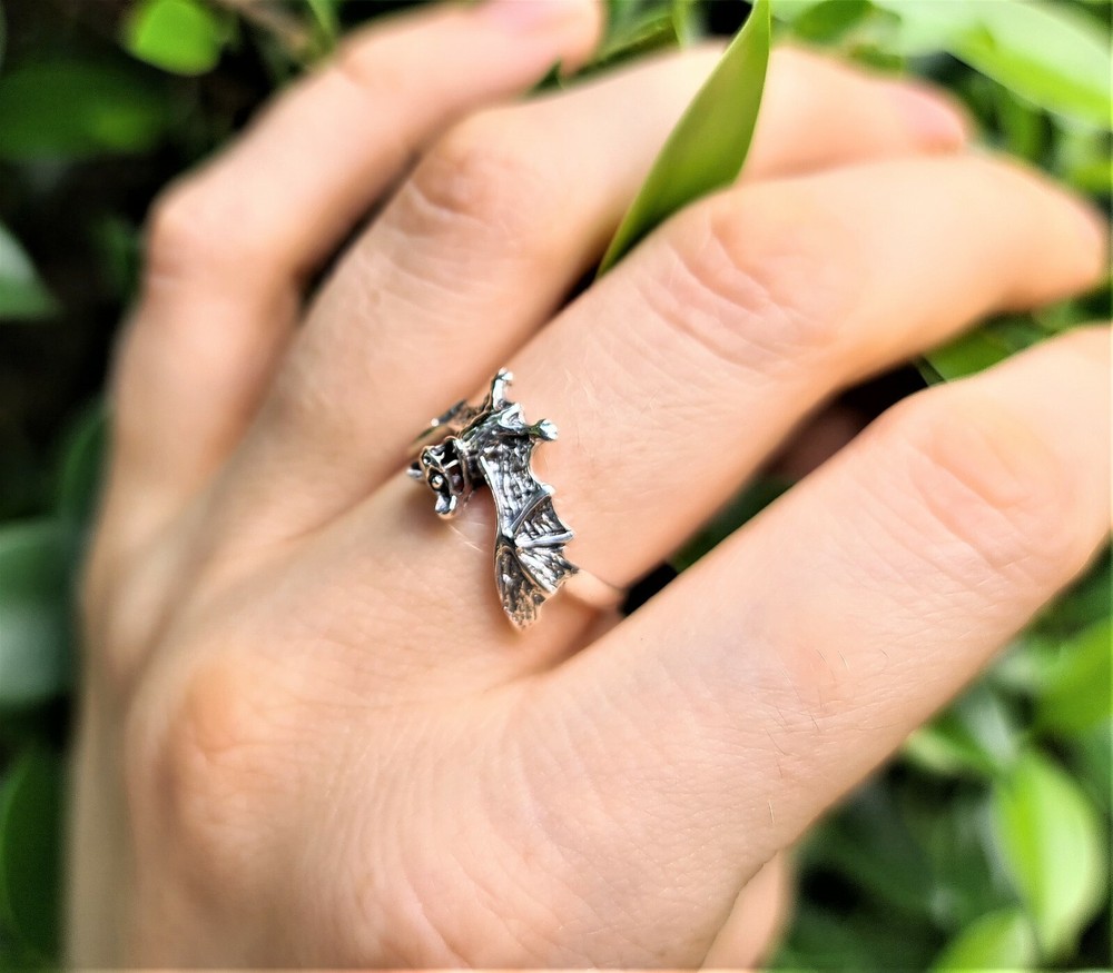 Bat Ring 925 Sterling Silver Vampire Gothic Rock Biker