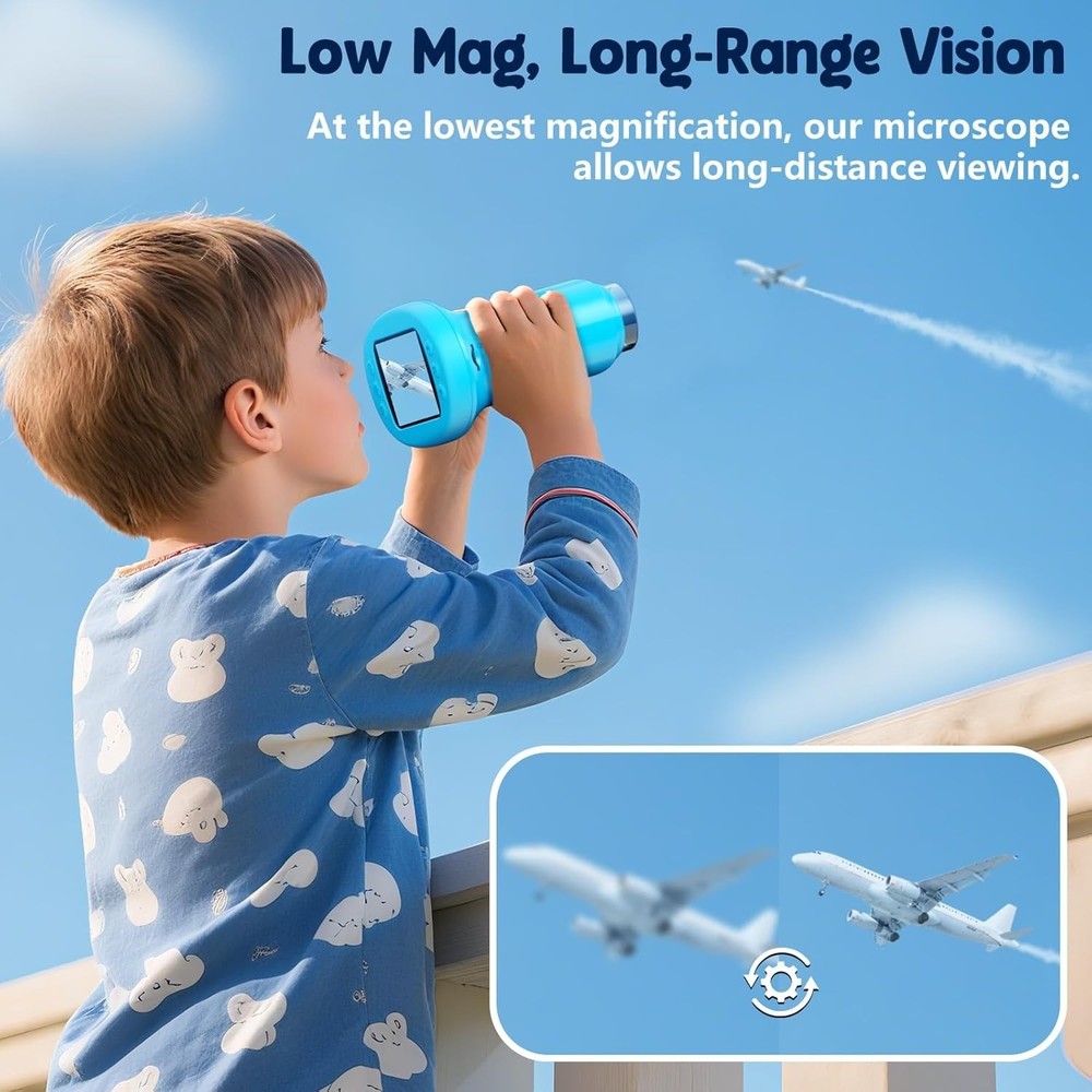 Handheld 1000X Kids Microscope with 4K Display & 12 Slides - Perfect STEM Gift