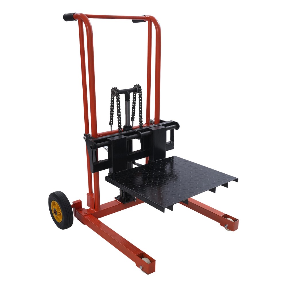 Hydraulic Material Lift 577lbs. Winch Stacker Adjustable Hight Pallet Dolly Lift