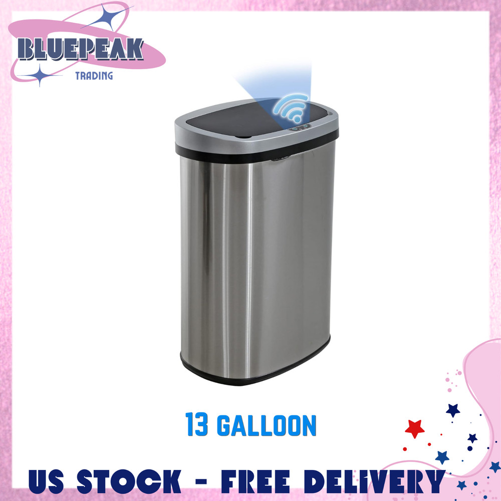 Automatic Touchless Garbage with Lid - Stainless Steel