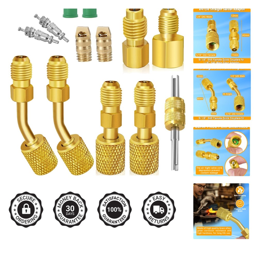 Professional Brass Refrigerant Hose Connectors: Comprehensive 13-Piece Kit