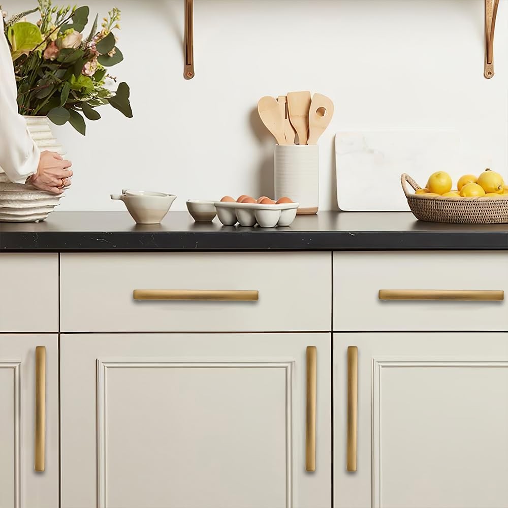 3 Pack Solid Handles Appliance Handle Pull 12-Inch(305mm) Satin Brass Cabinet...