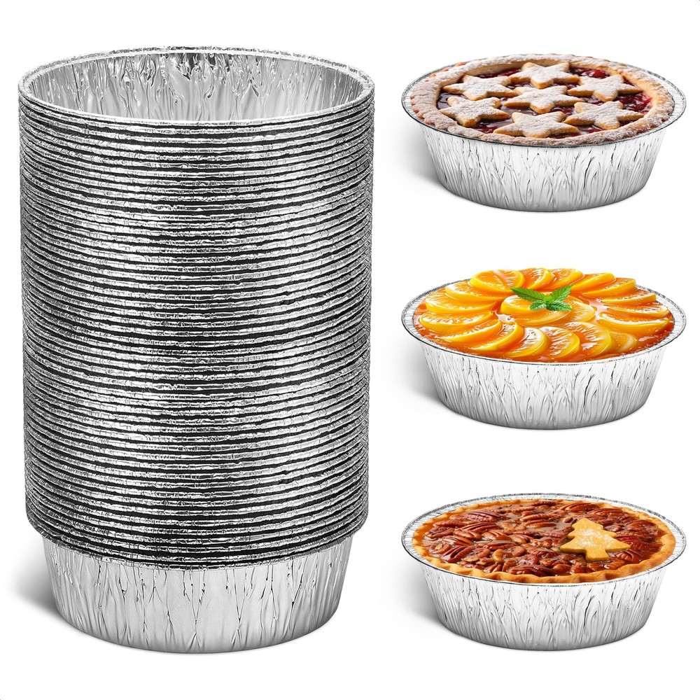 Round Foil Cake Pans â€“ 50 Pack 6" Reusable Aluminum Baking Pans | Stackable