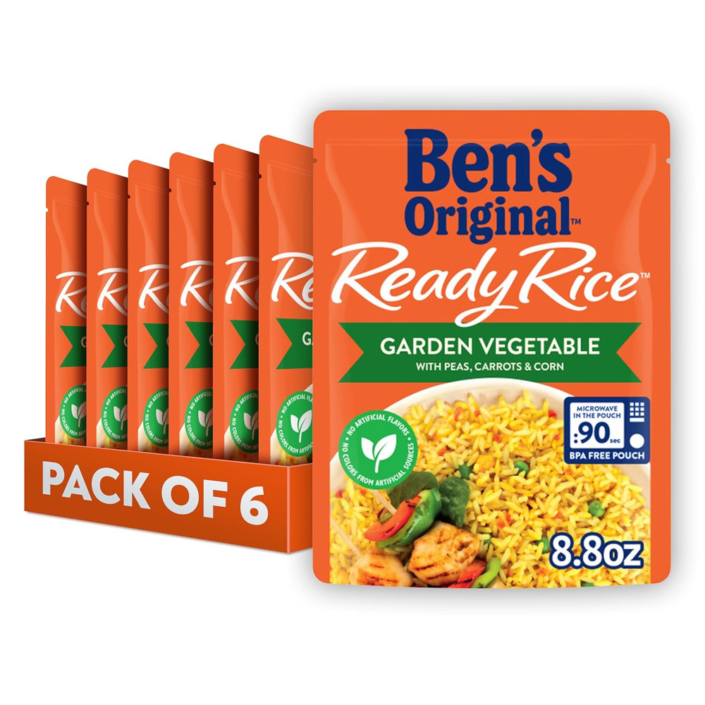 Ready Rice Garden Vegetable Flavored Rice, Easy Dinner Side, 8.8 Oz Pouch (Pack