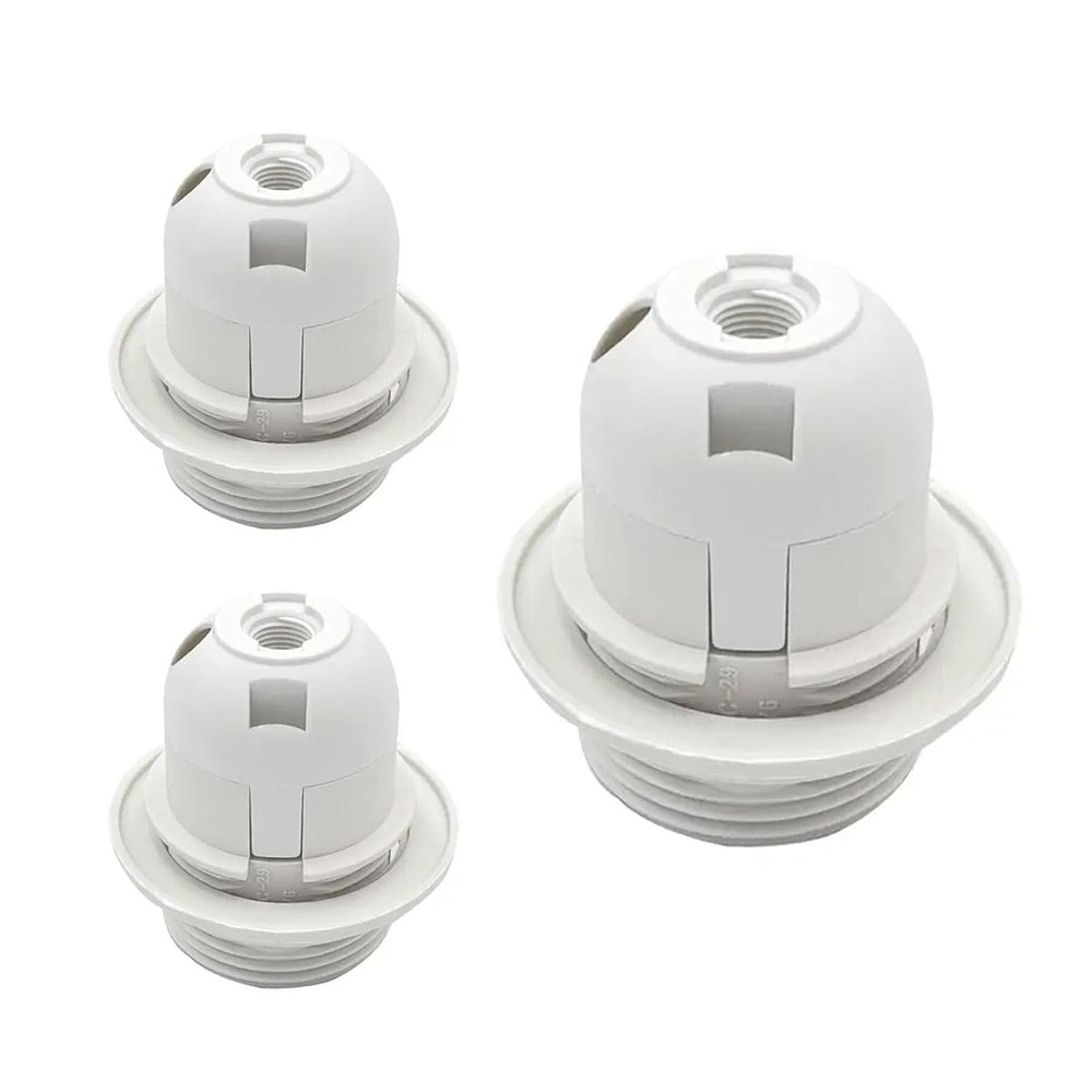 E26 E27 Light Socket,Plastic Threaded Medium Base Lamp Holder with Shade Ring...