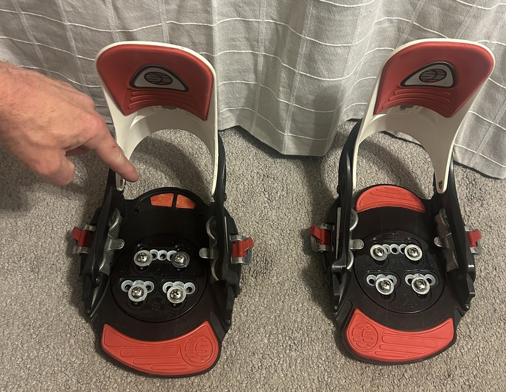 Burton Step In Bindings SI Medium 8-10 Red Black White Mounting Plates Vintage