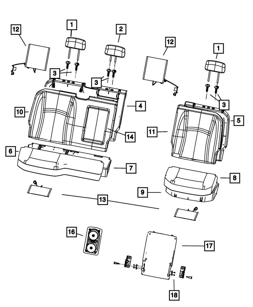 Genuine Mopar Rear Headrest 7ZU97SD4AA